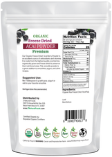 Acai Berry Powder Premium - Organic Freeze Dried back of the bag image 1 lb