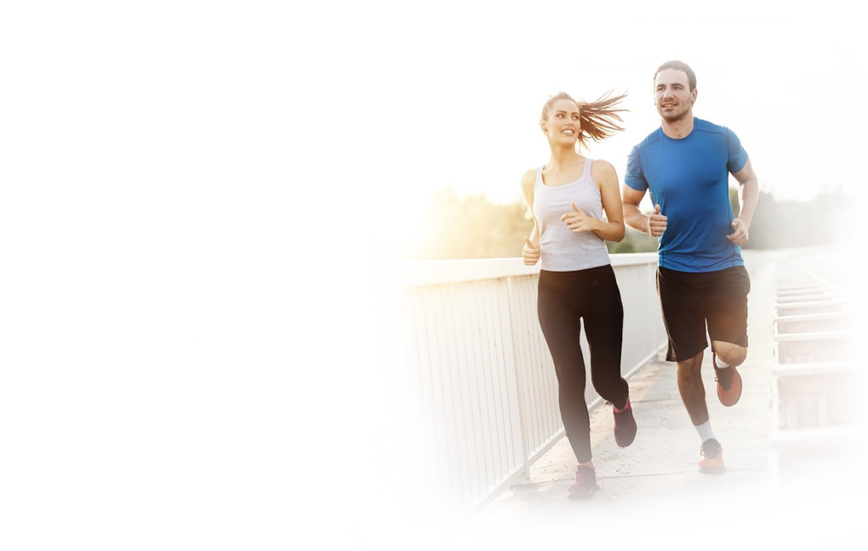 Picture of a man and woman running