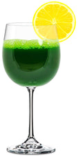 Alfalfa Juice Powder in glass with a slice on lemon