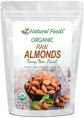 Photo of front of 2 lb bag of Almonds - Raw Organic
