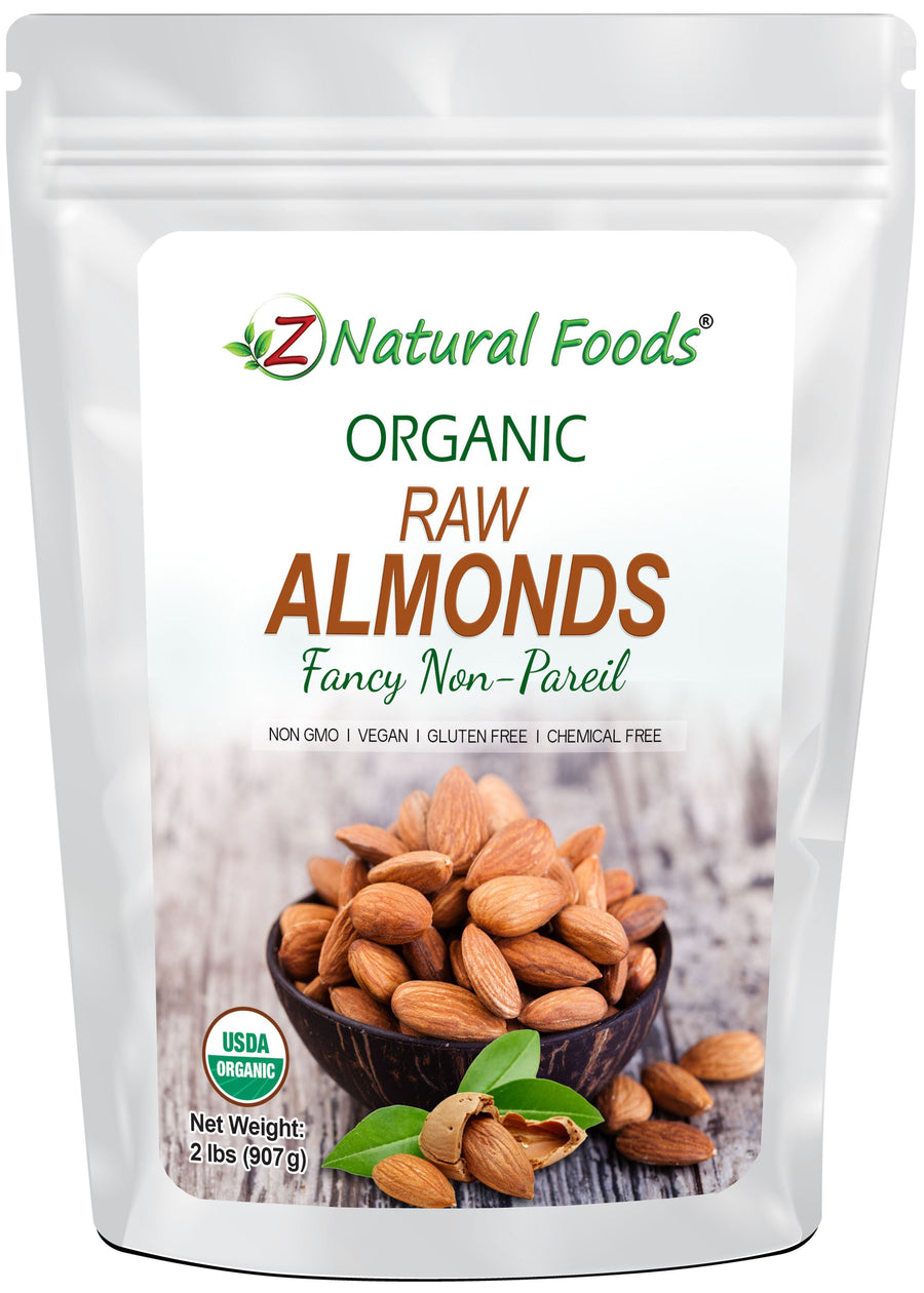 Photo of front of 2 lb bag of Almonds - Raw Organic