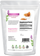 Image of the back of the 1 lb bag of Astragalus Root Extract Powder Z Natural Foods