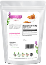 Image of the back of the 1 lb bag of Astragalus Root Extract Powder Z Natural Foods