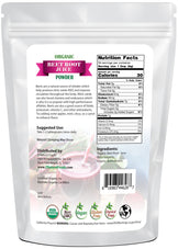 1 lb Beet Root Juice Powder - Organic back of bag image