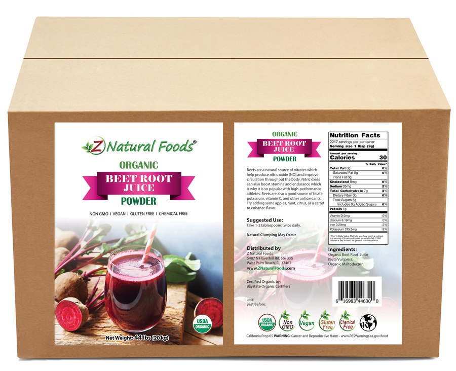 Beet Root Juice Powder - Organic front and back label image bulk