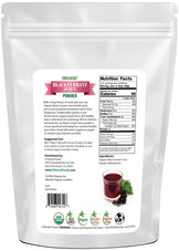 Photo of back of 5 lb bag of Black Currant Juice Powder - Organic