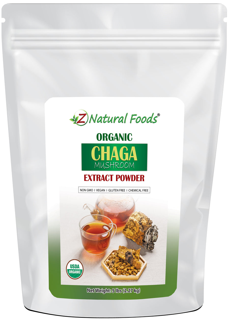 5 lb front of the bag image for Chaga Mushroom Extract Powder - Organic