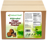 Wildcrafted Chaga Mushroom powder front and back label image for bulk