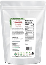 Back of the bag image for 5 lb of Organic Chlorella Powder Cracked Cell Wall
