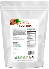 Photo of back of 5 lb bag of Cinnamon Powder (Ceylon) - Organic