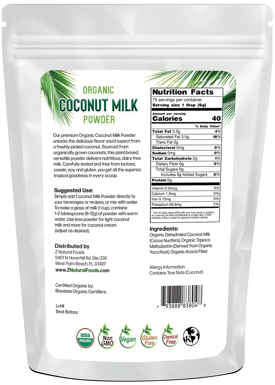 Back of the bag image of Coconut Milk Powder - Organic 1 lb