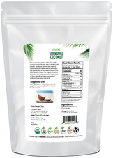 Back of the bag image of Coconut - Shredded, Raw Organic 25 lb