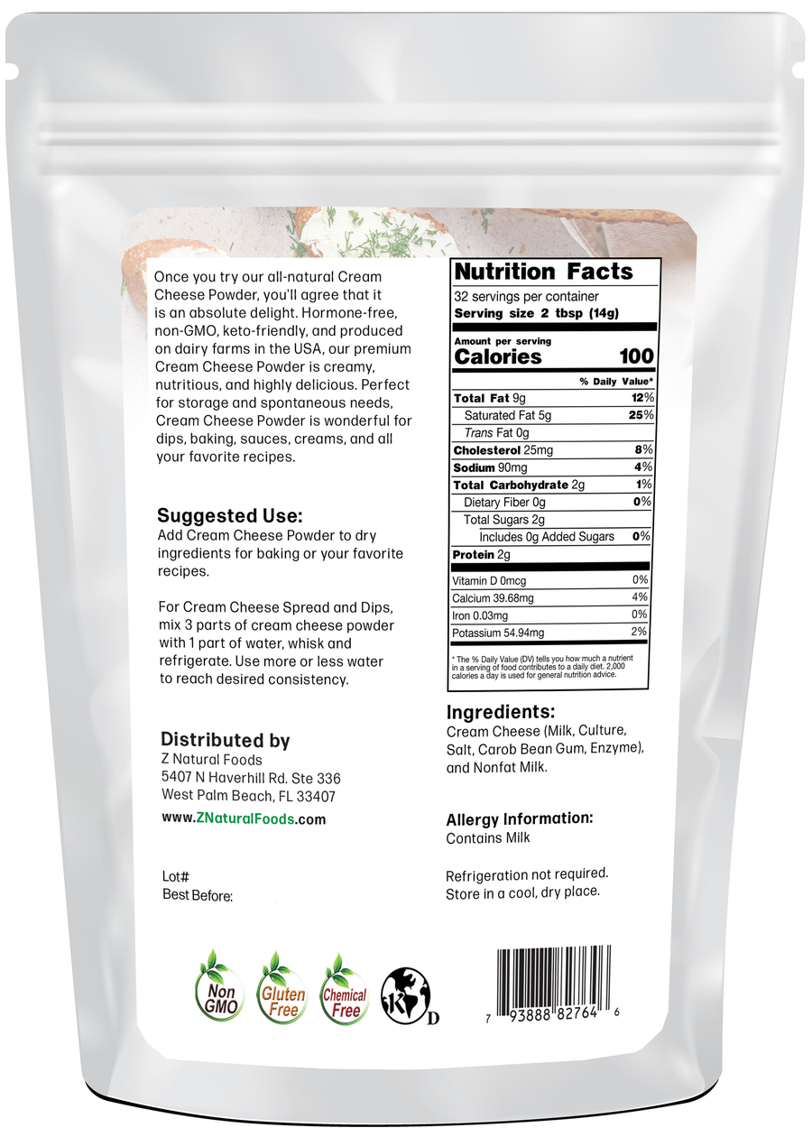 Cream Cheese Powder back of the bag image 1 lb