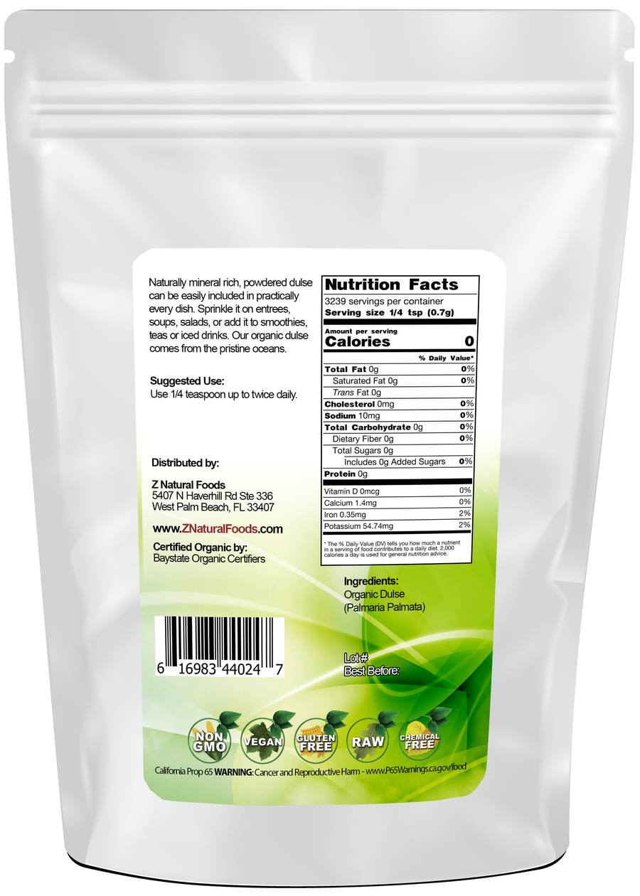 Dulse Powder - Organic back of the bag image 5 lb