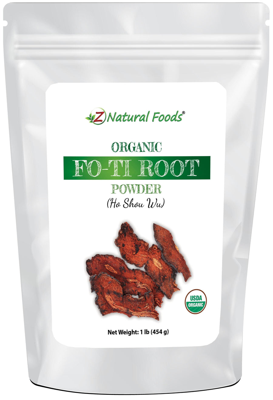 Front of bag image Fo-Ti Root Powder - Organic Tonics Z Natural Foods 1 lb 