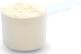 Close photo of plastic 60cc scoop full of Goat Whey Protein Concentrate - Grass-Fed Proteins & Collagens Z Natural Foods 5 lbs