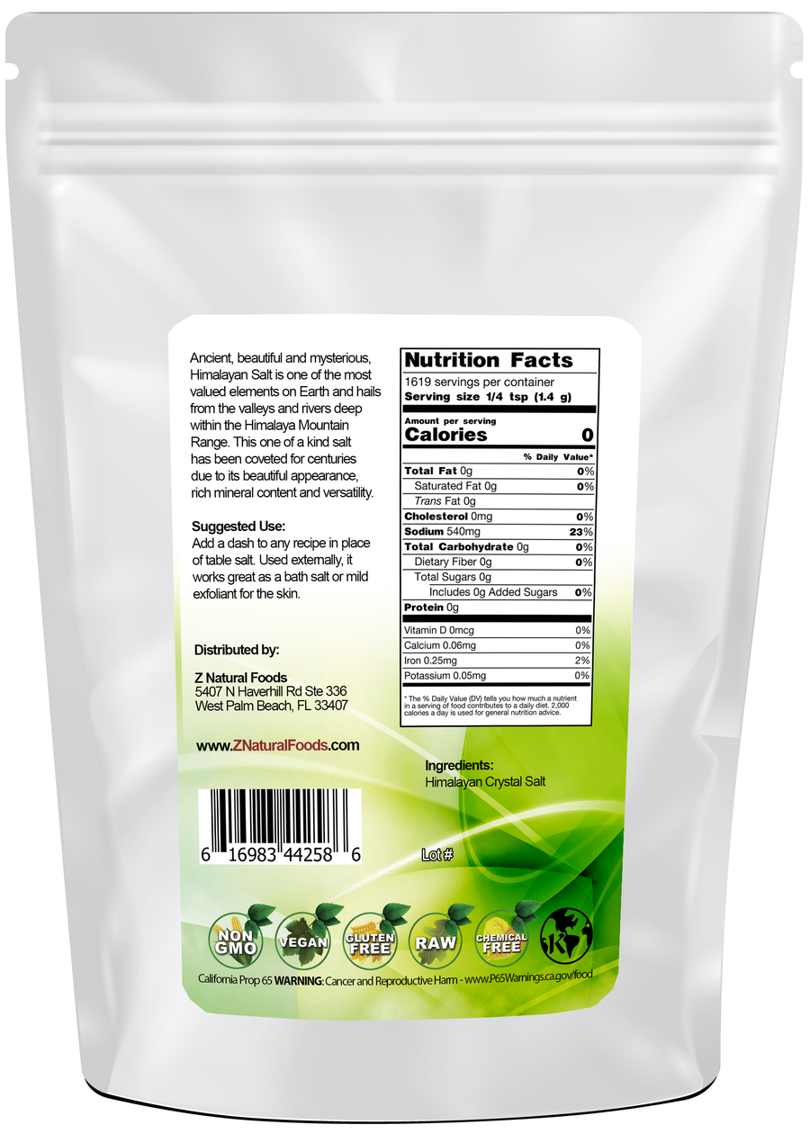 Gourmet Himalayan Salt - Medium back of the bag image 5 lb