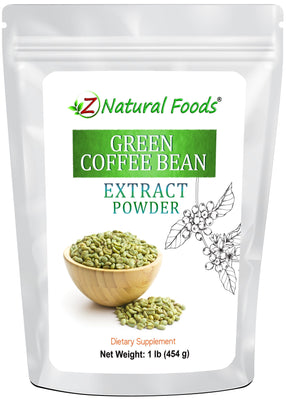 Photo of front of 1 lb bag of Green Coffee Bean Extract Powder Herb & Root Powders Z Natural Foods