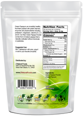 Green Papaya Powder (Unripe) back of the bag image 1 lb