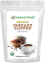 Photo of front of 8 oz bag of Organic Instant Coffee powder