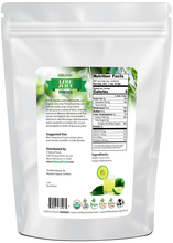 Photo of back of 5 lb bag of Lime Juice Powder - Organic