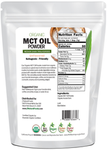 Back of the bag image of MCT Oil Powder - Organic 1 lb