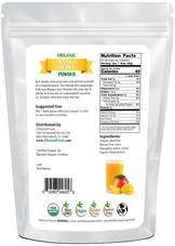 Photo of back of 1 lb bag of Mango Juice Powder - Organic