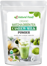 Image of front of 1 lb bag of Matcha Green Tea Cashew Milk Powder - Organic