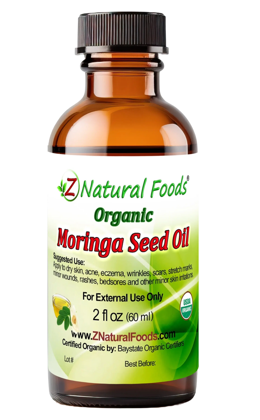 Two ounce jar of Moringa Seed Oil - Organic from Z Natural Foods 2 oz