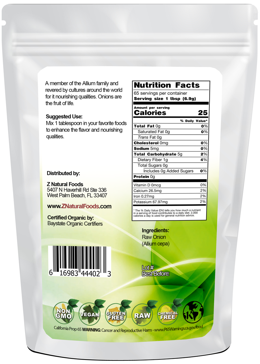 Onion Powder - Organic back of the bag image 1 lb