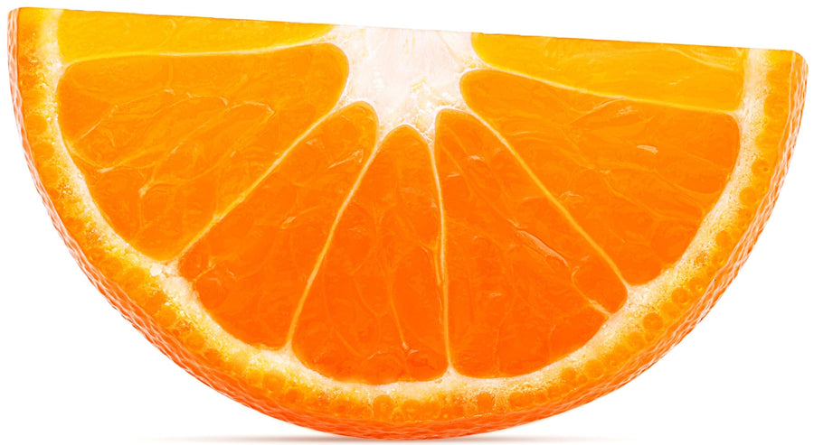 Close photo of a thin slice of ripe Orange