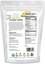 Photo of back of 1 lb bag of Organic Electrolyte Pineapple Coconut Water Z Natural Foods