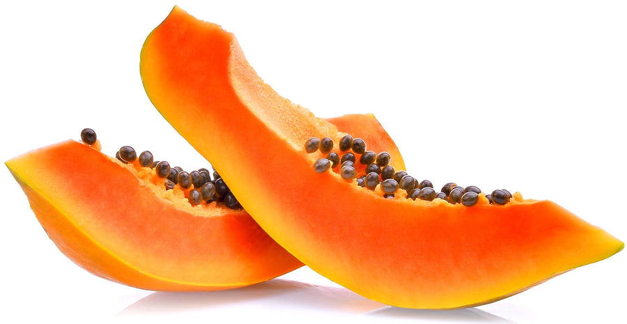 Photo of 2 pretty orange ripe papaya slices