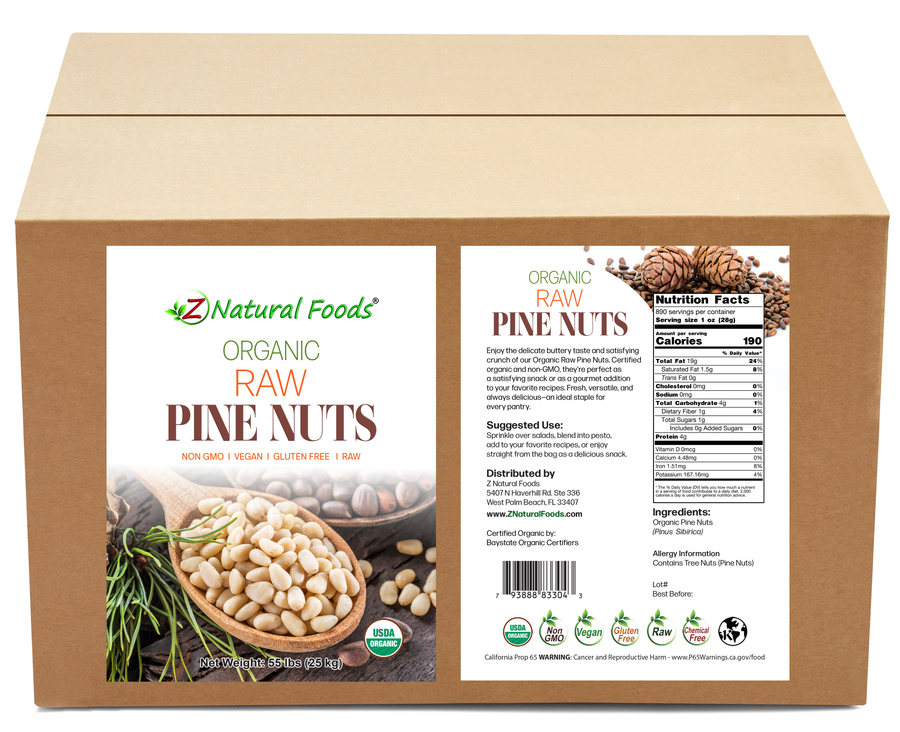 Pine Nuts - Organic front and back label image in bulk