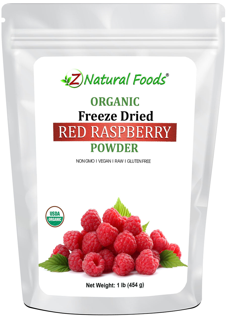 Front of bag image Red Raspberry Powder - Organic Freeze Dried Fruit Powders Z Natural Foods 1 lb