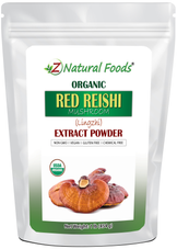 Photo of front of 1 lb bag of Red Reishi Mushroom Extract Powder (Lingzhi) - Organic