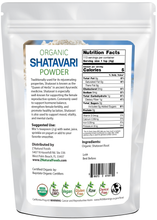 Photo of back of 1 lb bag of Shatavari Powder - Organic