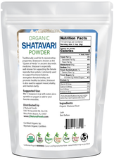 Photo of back of 1 lb bag of Shatavari Powder - Organic