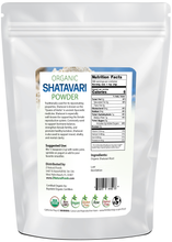 Photo of back of 5 lb bag of Shatavari Powder - Organic