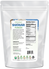 Photo of back of 5 lb bag of Shatavari Powder - Organic