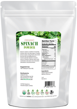 Back of bag image of Spinach Powder - Organic 5 lb