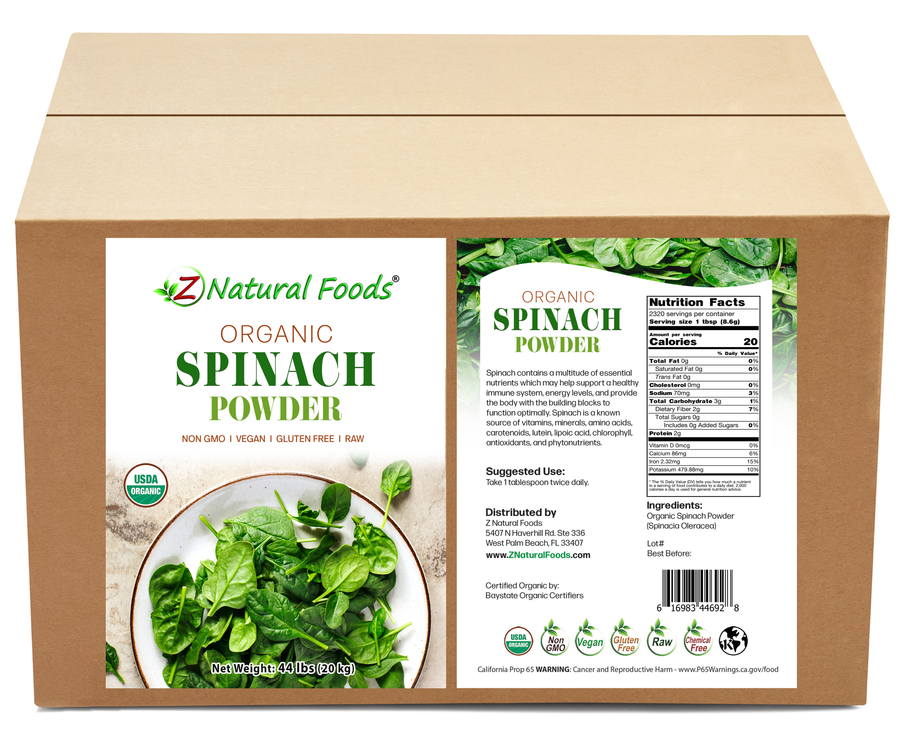 Front and back label image for Spinach Powder - Organic bulk
