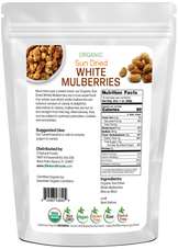 Back of the 1lb bag image of Sun Dried White Mulberries - Organic