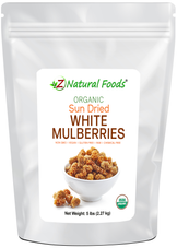 Front of the 5lb bag image of Sun Dried White Mulberries - Organic