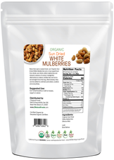 Back of the 5lb bag image of Sun Dried White Mulberries - Organic