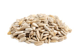 Closeup image of Sunflower Seed Kernels - Organic Raw on white background
