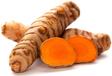 Image of Turmeric Roots and slices which are orange in color