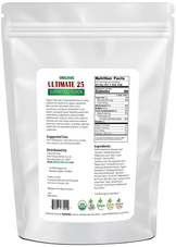 Photo of the back of 5 lb bag of Ultimate 25 Superfood Fusion
