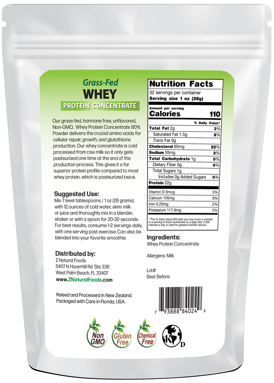 Whey Protein Concentrate back of bag image 2 lbs