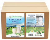 Photo of front and back label of whole milk in bulk